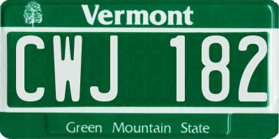 VT license plate CWJ182
