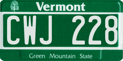 VT license plate CWJ228