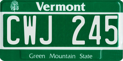 VT license plate CWJ245