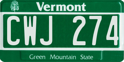 VT license plate CWJ274