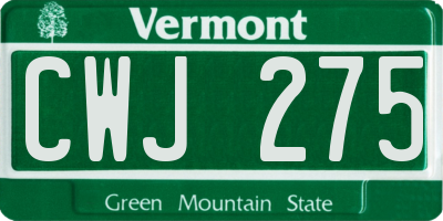 VT license plate CWJ275