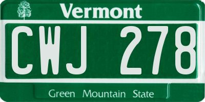 VT license plate CWJ278
