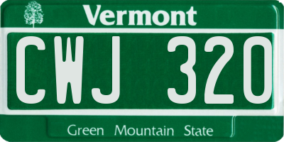 VT license plate CWJ320