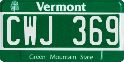 VT license plate CWJ369