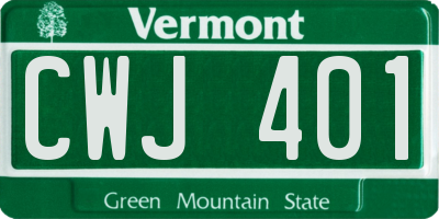 VT license plate CWJ401