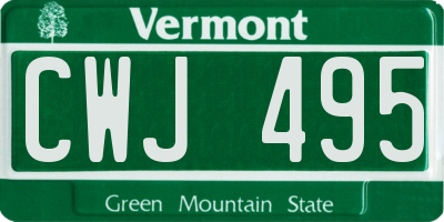 VT license plate CWJ495