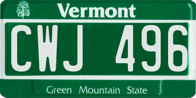 VT license plate CWJ496
