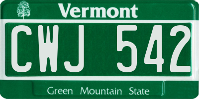 VT license plate CWJ542