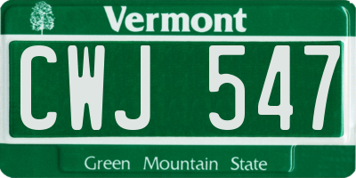 VT license plate CWJ547