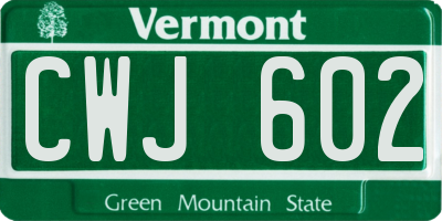 VT license plate CWJ602