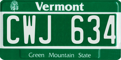 VT license plate CWJ634