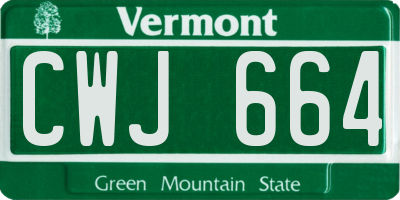 VT license plate CWJ664