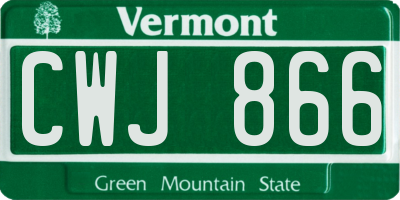 VT license plate CWJ866