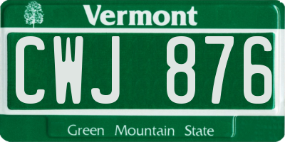 VT license plate CWJ876