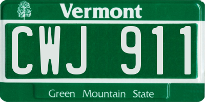 VT license plate CWJ911
