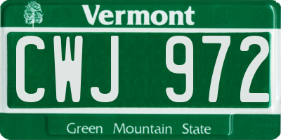VT license plate CWJ972