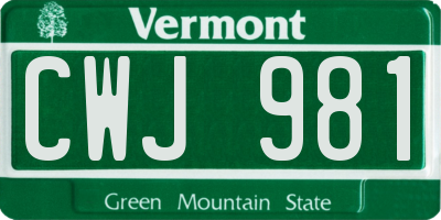 VT license plate CWJ981