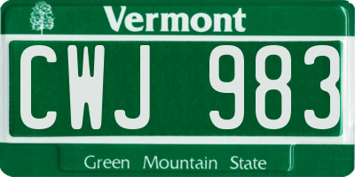 VT license plate CWJ983
