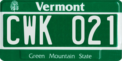 VT license plate CWK021