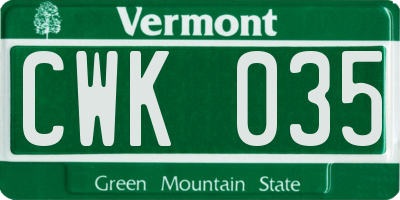 VT license plate CWK035