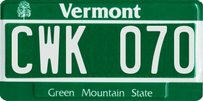 VT license plate CWK070