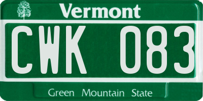 VT license plate CWK083