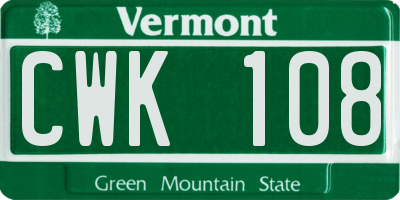 VT license plate CWK108