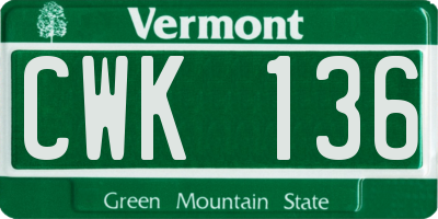 VT license plate CWK136