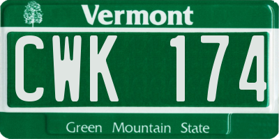 VT license plate CWK174