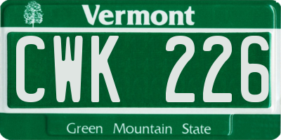 VT license plate CWK226