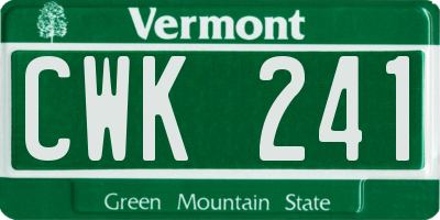 VT license plate CWK241