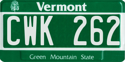 VT license plate CWK262