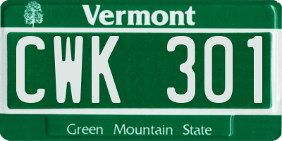 VT license plate CWK301