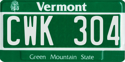 VT license plate CWK304