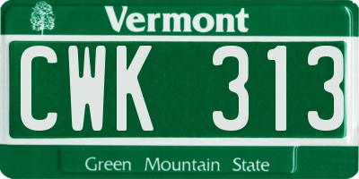 VT license plate CWK313