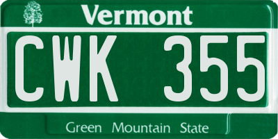 VT license plate CWK355