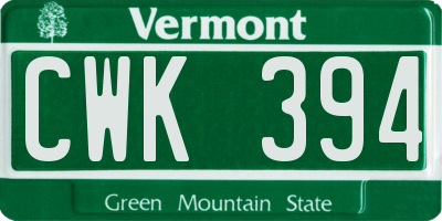 VT license plate CWK394