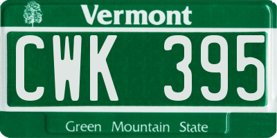 VT license plate CWK395