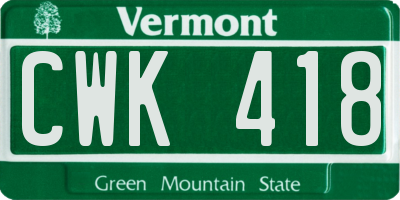VT license plate CWK418