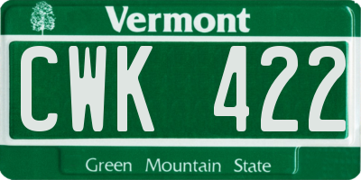 VT license plate CWK422