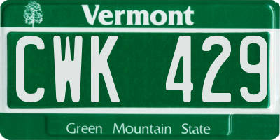 VT license plate CWK429