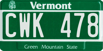 VT license plate CWK478