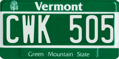 VT license plate CWK505