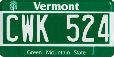 VT license plate CWK524