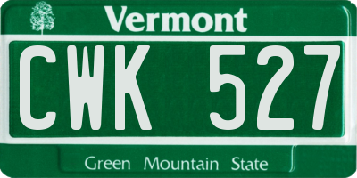 VT license plate CWK527