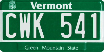 VT license plate CWK541