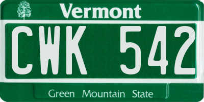 VT license plate CWK542
