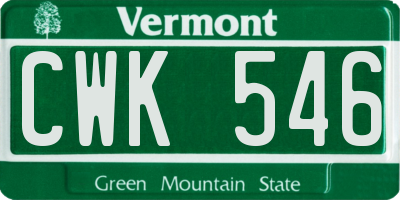 VT license plate CWK546