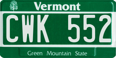 VT license plate CWK552