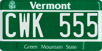 VT license plate CWK555